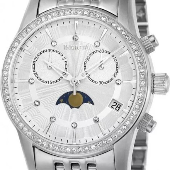 $795 MSRP- INVICTA Angel Chronograph Quartz Moon Phase Ladies Watch- See Desc.